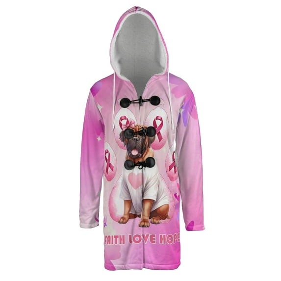 Faith Love Hope Mastiff Breast Cancer Awareness Survivor All Over Print 3D Hooded Duffle Toggle Coat Mastiffs Dog Lover Gifts Idea - 02017