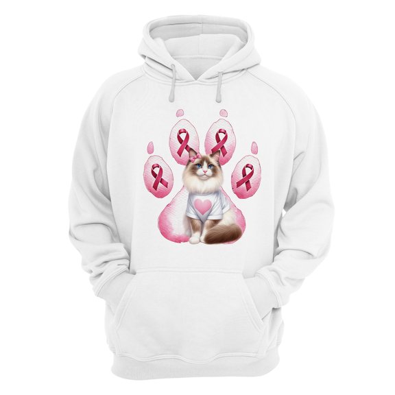 Faith Love Hope Ragdoll Breast Cancer Awareness Survivor Hoodie Unisex Merch Hoodies Cat Lover Kitten Owner Gifts Idea - 02017