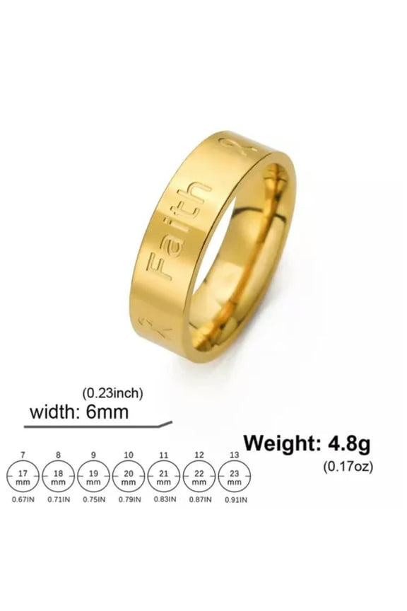 Faith Love Hope Ribbon Engraved Ring Stainless Steel Couple Rings Trendy Jewelry