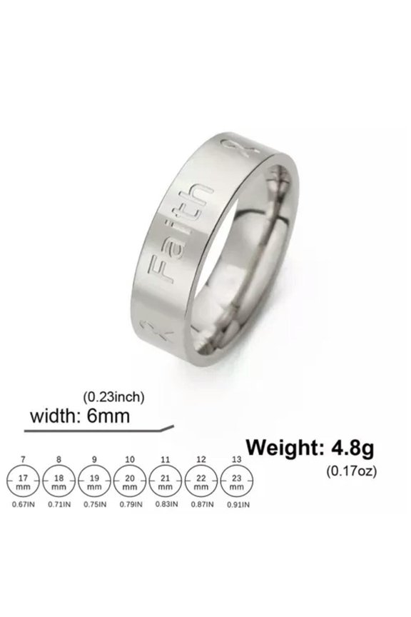 Faith Love Hope Ribbon Engraved Ring Stainless Steel Couple Rings Trendy Jewelry