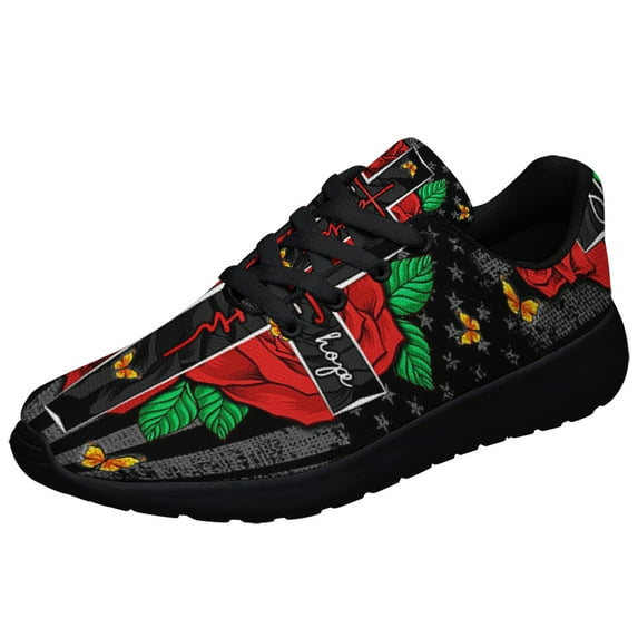 Faith Love Hope Roses American flag Shoes Sneakers for Women Men Black Size 11