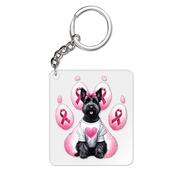 Faith Love Hope Scottish Terrier Breast Cancer Awareness Survivor Acrylic Keychain Scottie Dog Lover Gifts Collar Charm Tag Keyring - 02017