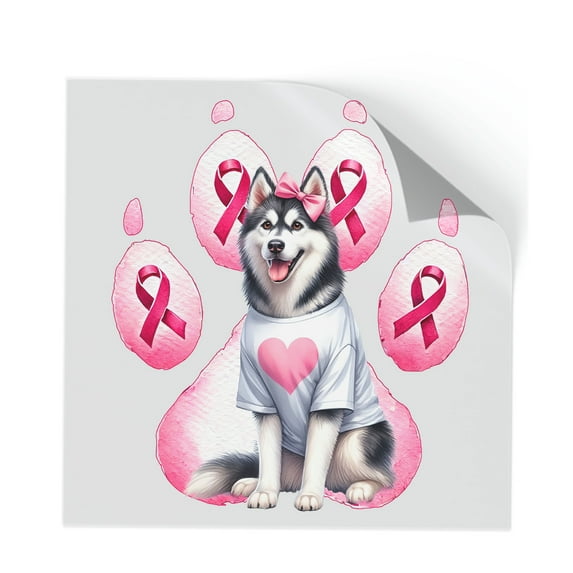 Faith Love Hope Siberian Husky Breast Cancer Awareness Survivor Cutout Transfer Sticker Husky Dog Lover Gifts Transparent Decal Art Decor - 02017