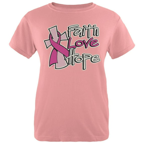 Faith Love Hope Womens T Shirt Pink X-LG