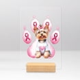 thumbnail image 1 of Faith Love Hope Yorkshire Terrier Breast Cancer Awareness Survivor Acrylic Plaque Sign Ashwood Base Yorkie Dog Lover Gifts Home Desk Decor - 02017, 1 of 5