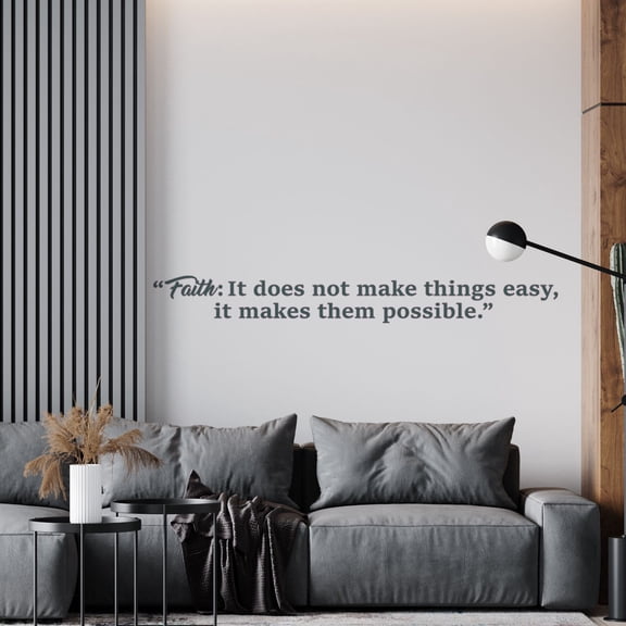 Faith It Does Not Make Things Easy It Makes Them Possible - 5" x 35" Luke 1:37 Holy Bible Inspirational Religious Quotes Decoration Lettering Art Design Removable Home Living Room Wall Decal Sticker