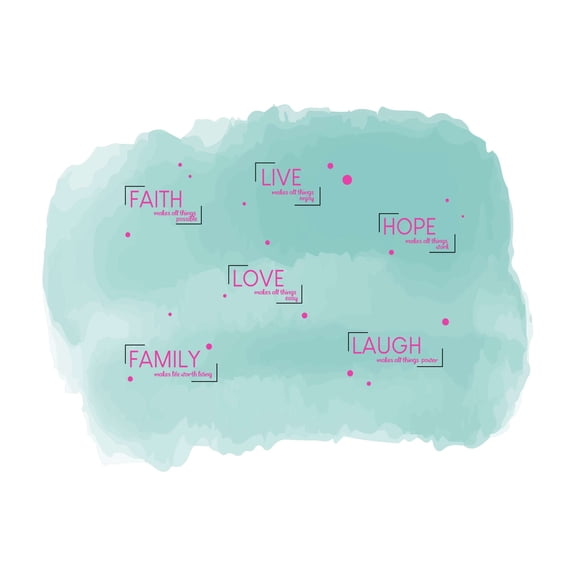 Faith Makes All Things Possible Hope Makes Things Work Quote Watercolor Design Wall Art Sticker Designs Vinyl Stickers For Home House Walls Rooms Windows Bedroom Decoration Size (26x26 inch)