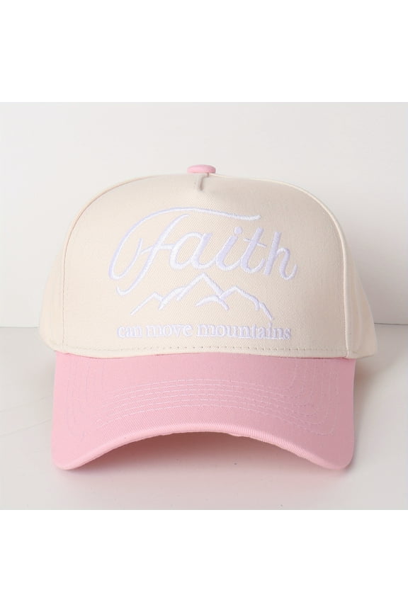 Faith Mountains Embroidered Truck Driver Hat Adjustable Snapback, Lightweight & Breathable, Black & White TwoTone Design with Inspirational Quote, Casual Unisex Baseball Cap for Men & Women, New Y