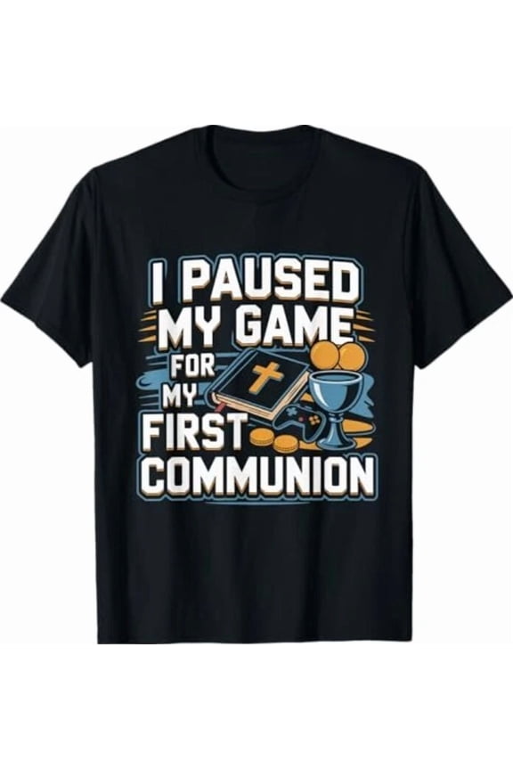 Faith My First Communion Gamer Controller Boys Girls Cute Unisex T-Shirt up to size 5XL