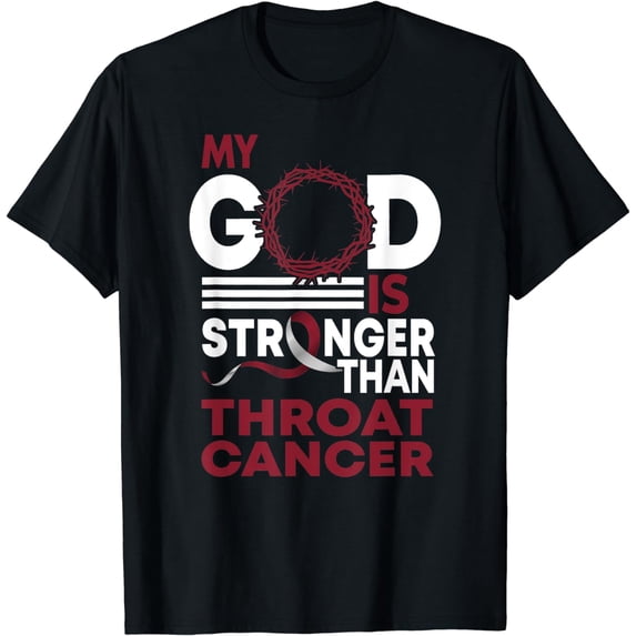 Faith My God Is Stronger Than Throat Cancer Awareness Ribbon T-Shirt