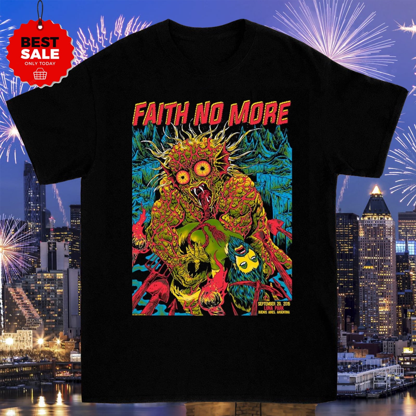 Faith No More Buenos Aires 2015 Silkscreened T Shirt S 4XL EE923 Faith No More Buenos Aires 2015 Silkscreened T Shirt S 4XL EE923