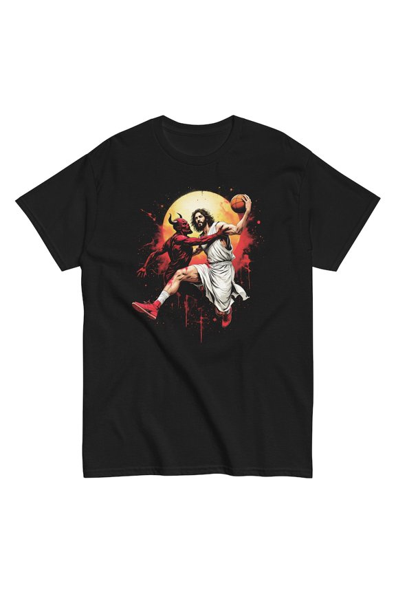Faith Over Darkness Jesus Basketball Graphic Shirt, Christian Sports Inspired Crossover Design Tee, Unisex Cotton T-Shirt, Size S-5XL