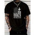 thumbnail image 1 of Faith Over Fear American Flag Cross Graphic T-Shirt Patriotic Christian Tee, 1 of 7