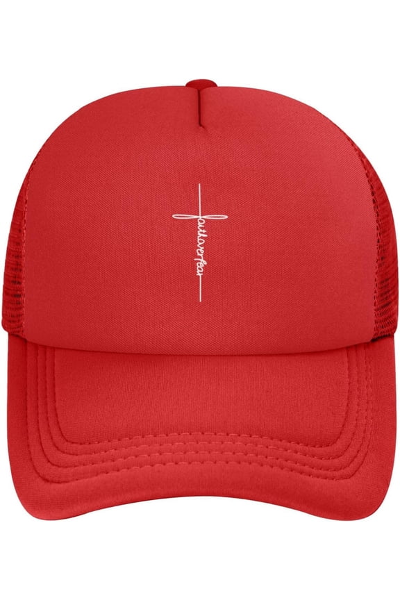 Faith Over Fear Bible Scripture Verse Christian Mesh Baseball Cap Adjustable Dad Hat Trucker Hat for Women Men,Black