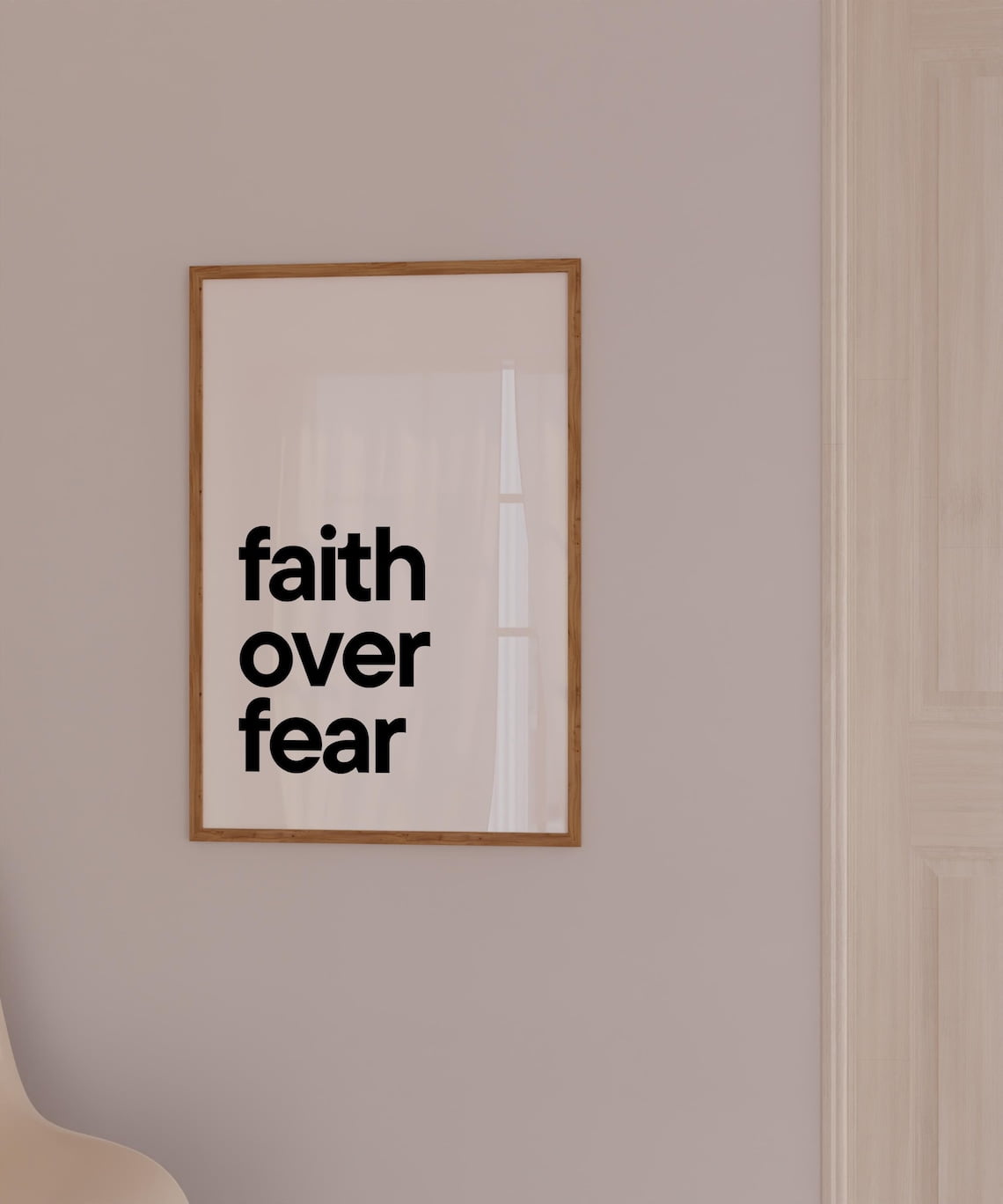 Faith Over Fear Bold Letters Neutral Minimalist Christian Bible Verse ...