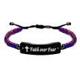thumbnail image 1 of Faith Over Fear Bracelets, Purple Hematite Braided Cord Handmade Encouragement Bracelet Gifts for Women Daughter Y2300 (Purple), 1 of 7