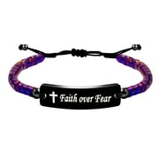 ULOVEIDO Faith Over Fear Bracelets, Green Hematite Bracelets Motivational Graduation Gifts for Classmates Boys Girls Y2300 (Green)