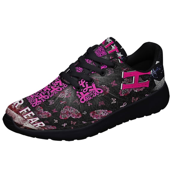 Faith Over Fear BreaStCancer Awareness Shoes Sneakers Black Size 3.5