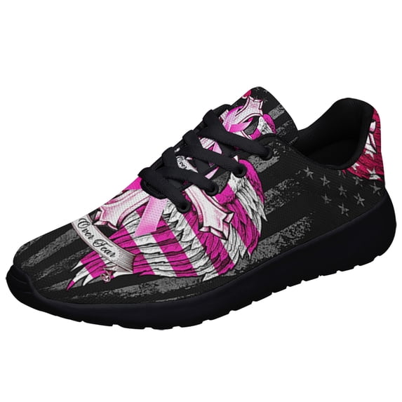 Faith Over Fear Breast Cancer Awareness Shoes Sneakers for Women Men Black Size 9
