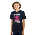 thumbnail image 1 of Faith Over Fear Breast Cancer Ribbon Women's Plus Size Graphic Tee Brisco Brands 5X, 1 of 5