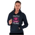 thumbnail image 1 of Faith Over Fear Breast Cancer Ribbon Women Plus Size Graphic Pullover Hoodie Brisco Brands 2X, 1 of 4