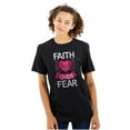 thumbnail image 1 of Faith Over Fear Breast Cancer Ribbon Women's Graphic T Shirt Tees Brisco Brands S, 1 of 5