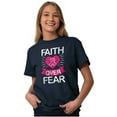 thumbnail image 1 of Faith Over Fear Breast Cancer Ribbon Women's Graphic T Shirt Tees Brisco Brands X, 1 of 5
