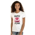 thumbnail image 1 of Faith Over Fear Breast Cancer Ribbon Womens Fitted Plus Size Graphic Tee Brisco Brands 3X, 1 of 5