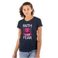 thumbnail image 1 of Faith Over Fear Breast Cancer Ribbon Womens Slim Fit Graphic Tee Brisco Brands L, 1 of 5