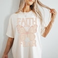 thumbnail image 1 of Faith Over Fear Butterfly Shirt Walk By Faith Christian Vintage Rocker Graphic Tee Trust in the Lord Comfort Colors Unisex Cotton T-Shirt, Size S-3XL, 1 of 3