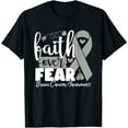 thumbnail image 1 of Faith Over Fear Chemotherapy Gray Ribbon Brain Tumor T-Shirt Tee, 1 of 4
