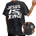 thumbnail image 1 of Faith Over Fear Christian Bible Verse Wash Print Tshirt S-2XL Washed Black Graphic Tees Casual Shirts for Faith Lover Tops, 1 of 4