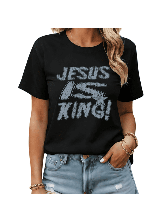 Faith Over Fear Christian Cross Graphic Tees Womans Oversized Tshirt Shirts Black/White S-5XL Tops