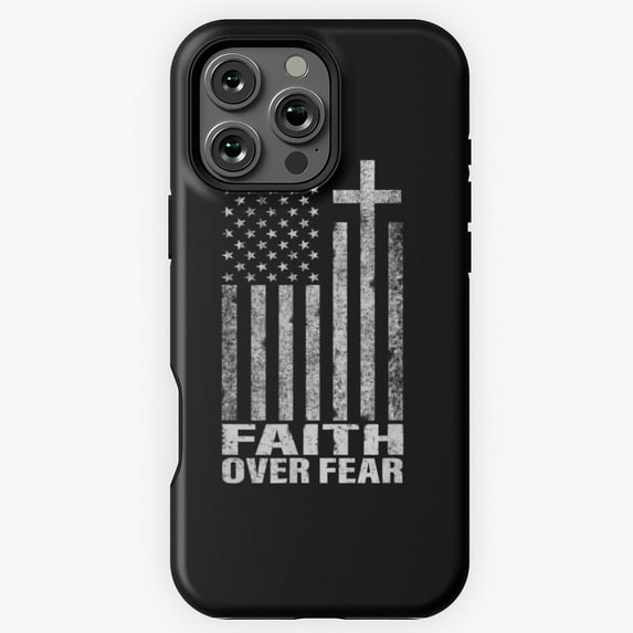 Faith Over Fear Christian Flag Cross Phone Case for iPhone 16 15 14 13 12 11 Pro Max