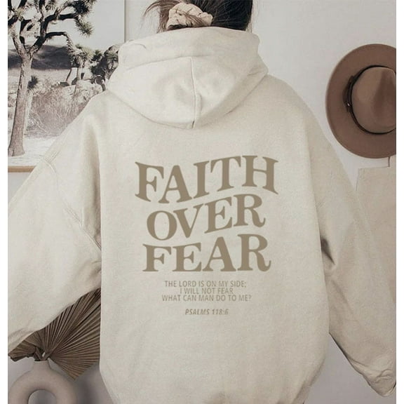 Faith Over Fear Christian Hoodie – Unisex Bible Verse Sweatshirt | Trendy Jesus Hoodie with Inspirational Message