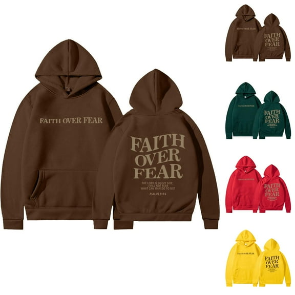 Faith Over Fear Christian Hoodie for Women Y2K Graphic Hoodies with Pockets Hooded Sweatshirt Hoodie Women Pullover