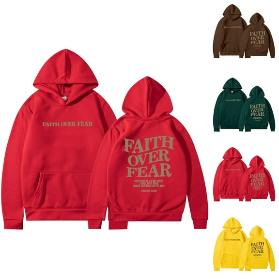 Faith Over Fear Christian Hoodie for Women Y2K Graphic Hoodies with Pockets Hooded Sweatshirt Hoodie Women Pullover
