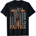 thumbnail image 1 of Faith Over Fear Christian Shirt USA Flag Patriotic American T-Shirt, 1 of 4
