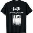 thumbnail image 1 of Faith Over Fear Christian Vintage Distress Style Motivation T-Shirt Tops Tee, 1 of 4