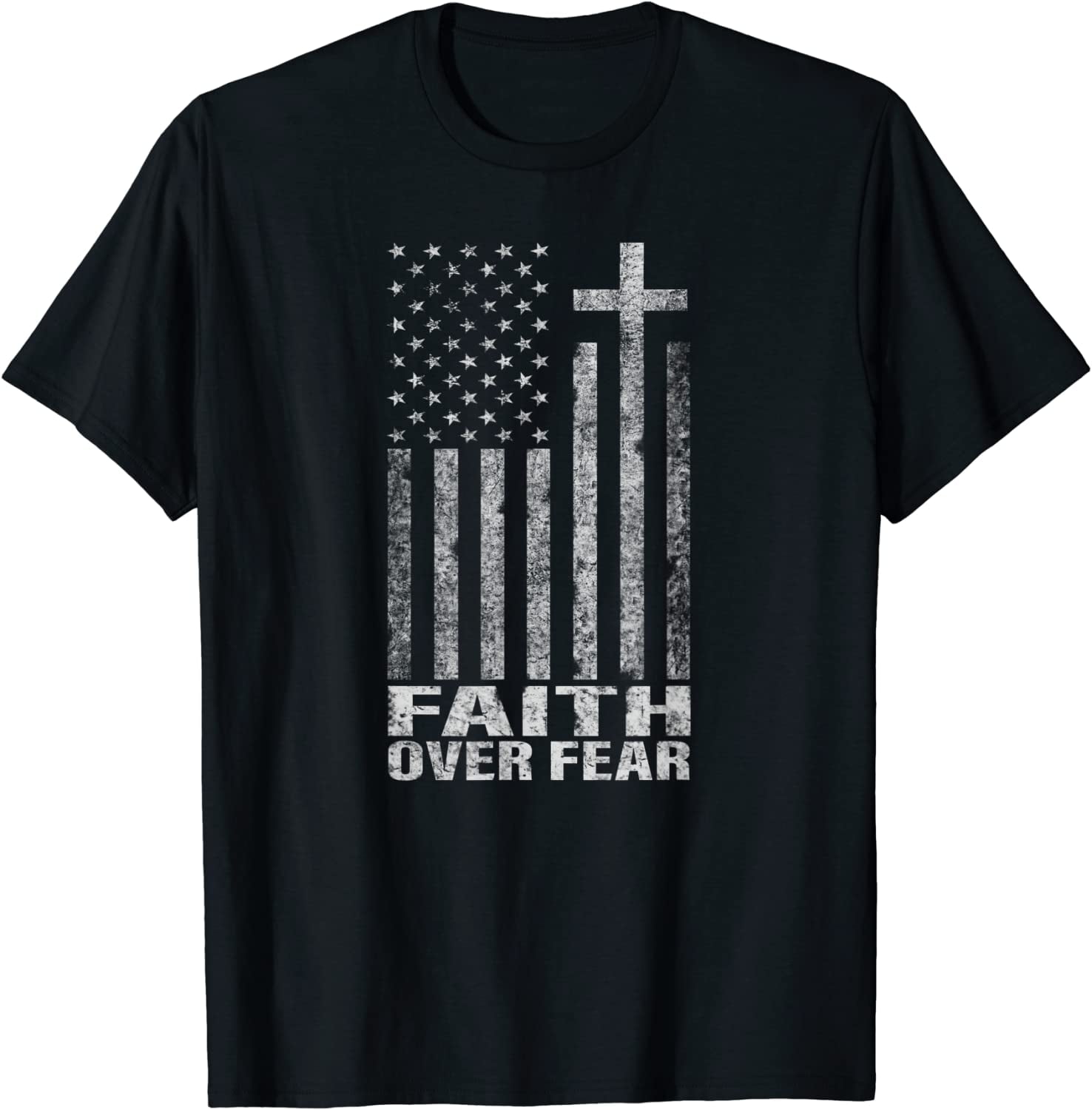 Faith Over Fear Cool Christian Flag Cross for Men Women Kids Short ...