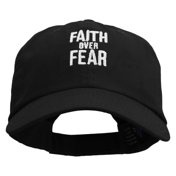 Faith Over Fear Embroidered Low Profile Dyed Cotton Twill Cap - Black OSFM
