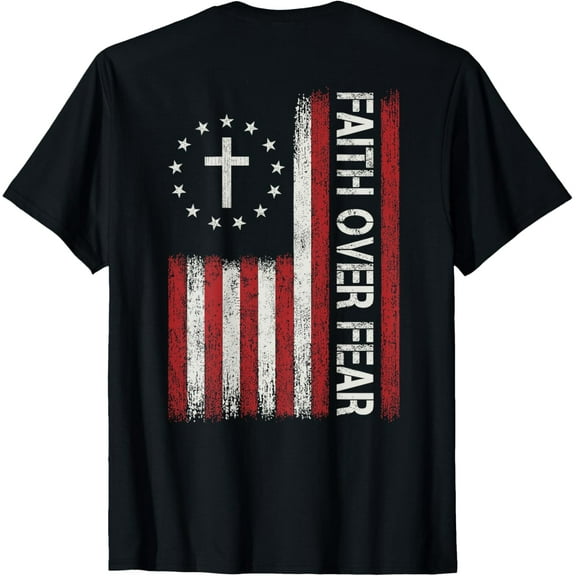 Faith Over Fear God Jesus Christian Bible Cross Religious T-Shirt Tee