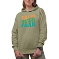 thumbnail image 1 of Faith Over Fear, Groovy Retro Wavy Text Merch Gift, Sand Hooded Sweatshirt or Hoodie, Medium, 1 of 5