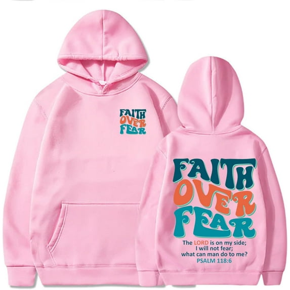 Faith Over Fear Hoodie Christian Jesus Bible Verse Sweatshirts Religious Faith Hoodies