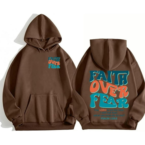 Faith Over Fear Hoodie Christian Jesus Bible Verse Sweatshirts Religious Faith Hoodies