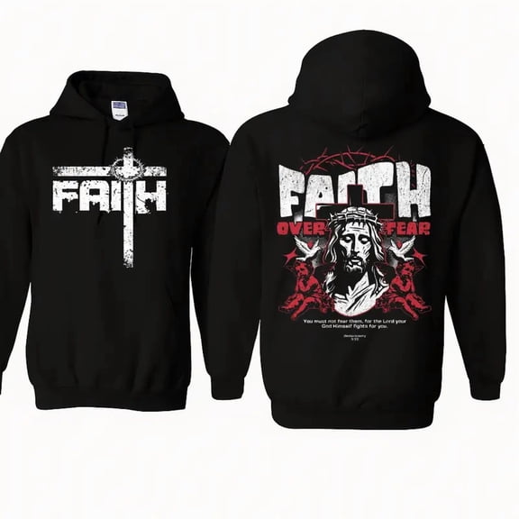 Faith Over Fear Hoodie – Christian Streetwear with Jesus Graphic & Bible Verse, Bold Inspirational Religious Sweatshirt for Believers