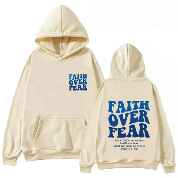 Faith Over Fear Hoodie Christian Sweatshirt Religious Bible Verse Hoodie Jesus Sweatshirt