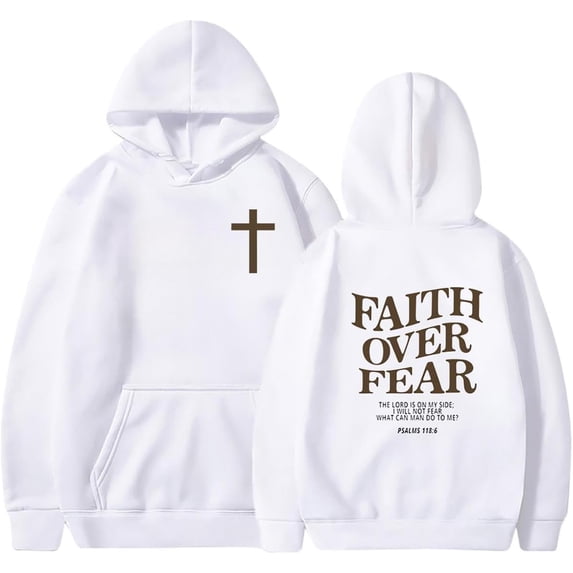 Faith Over Fear Hoodie Christian Sweatshirt Religious Shirts God Bible Verse Cross Pullover