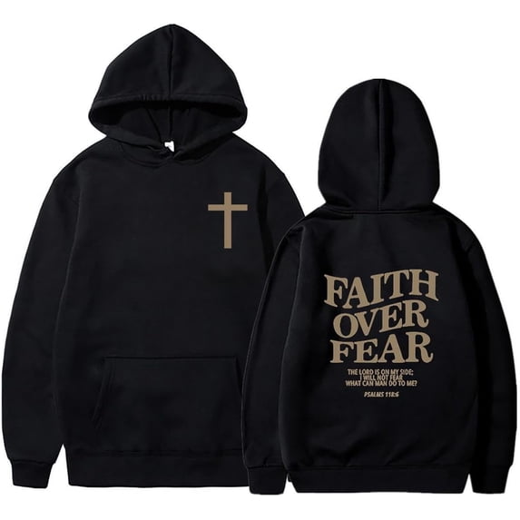 Faith Over Fear Hoodie Christian Sweatshirt Religious Shirts God Bible Verse Cross Pullover