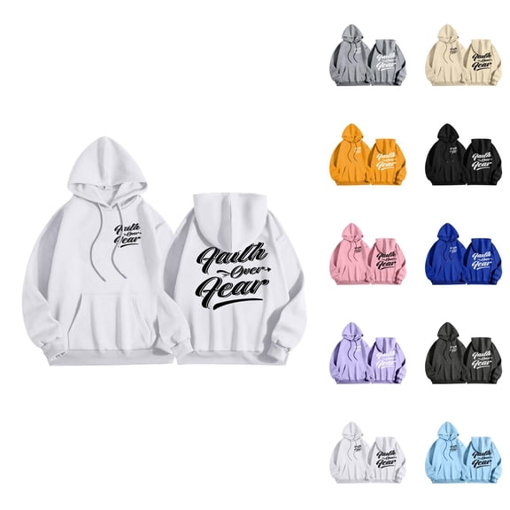 Faith Over Fear Hoodies for Men 2025 Christian Hoodie Hooded Sweatshirt with Pockets Pullover Hoodie Mens Hoodies